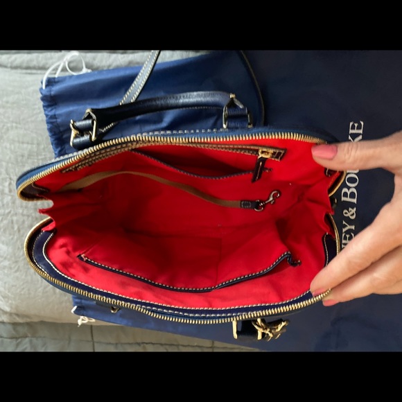 Navy Dooney & Bourke leather satchel shoulder bag - Picture 4 of 4